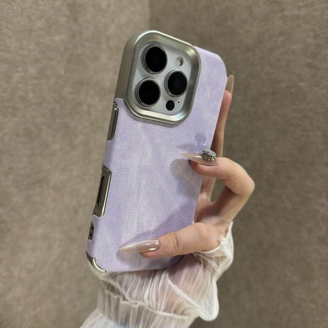 Anti-Drop Vollschutzhülle mit Denim-Textur für Apple iPhone 17, 16 Pro Max, 15 Pro, 14, 13 Pro Max in Purple - Bild 1