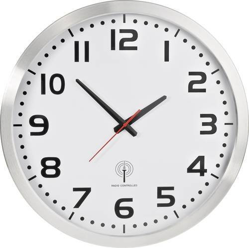 EuroTime 56863 Funk Wanduhr in Silber, rund und modern mit analogem Zifferblatt, Durchmesser: 50 cm - Bild 1
