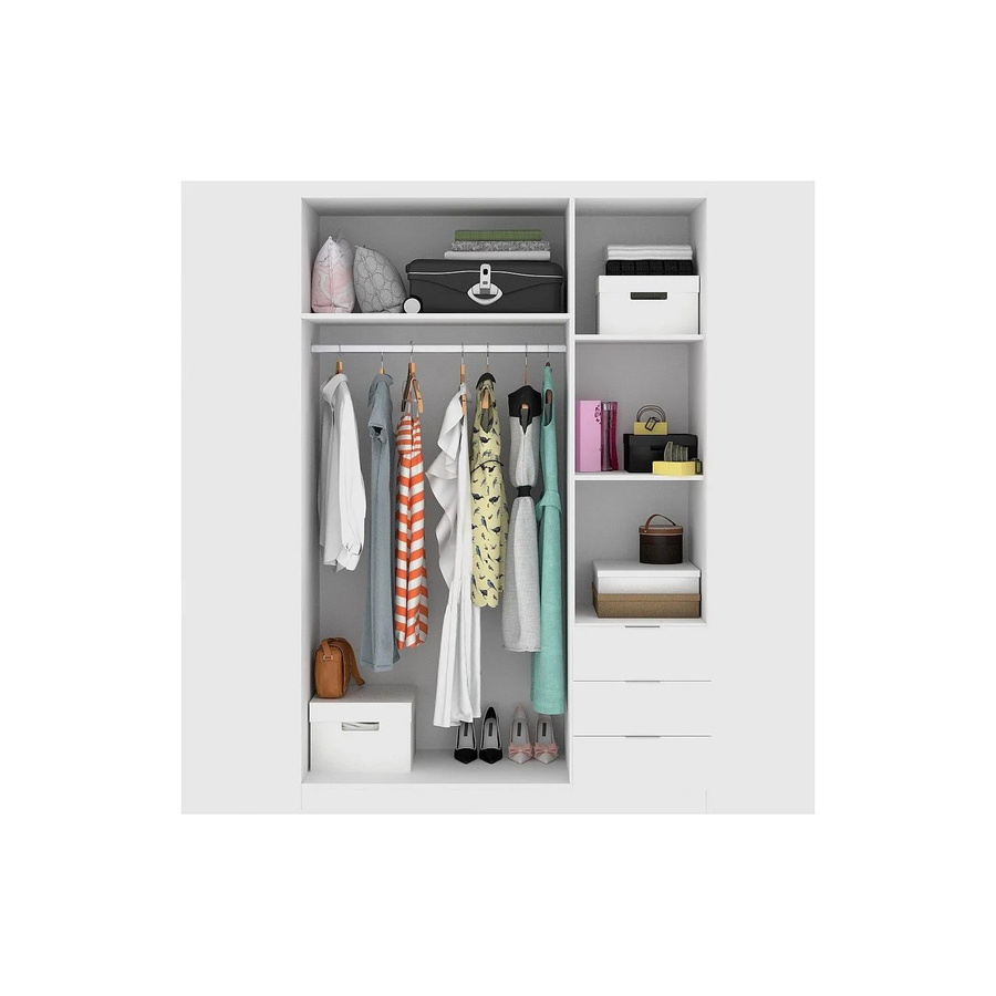 Vente-unique Kleiderschrank Listowel Weiß mit integrierten Schubladen, Breite: 121 cm - Bild 2