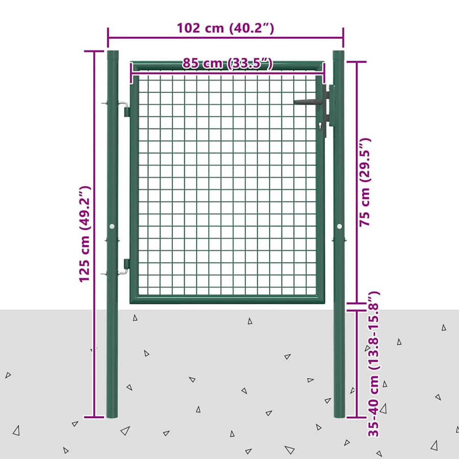 vidaXL Gartentor aus Stahl in Grün, Breite: 100 cm, Höhe: 75 cm - Bild 4