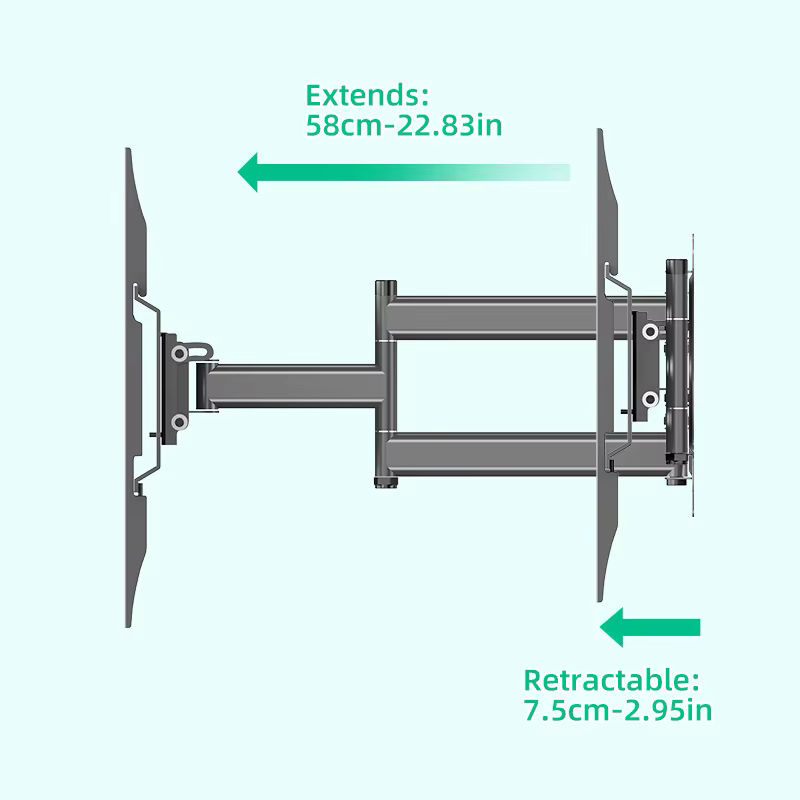 BEISHI Full Motion TV-Wandhalterung für 32-65 Zoll, schwarz, drehbar und neigbar, max. VESA 400 x 400 mm, mit 70 cm langem Arm - Bild 3