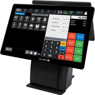 Registrierkasse Olympia T215DK mit Android 11, 10 Zoll Display, Thermodrucker, USB-A und LAN, Schwarz - Bild 1