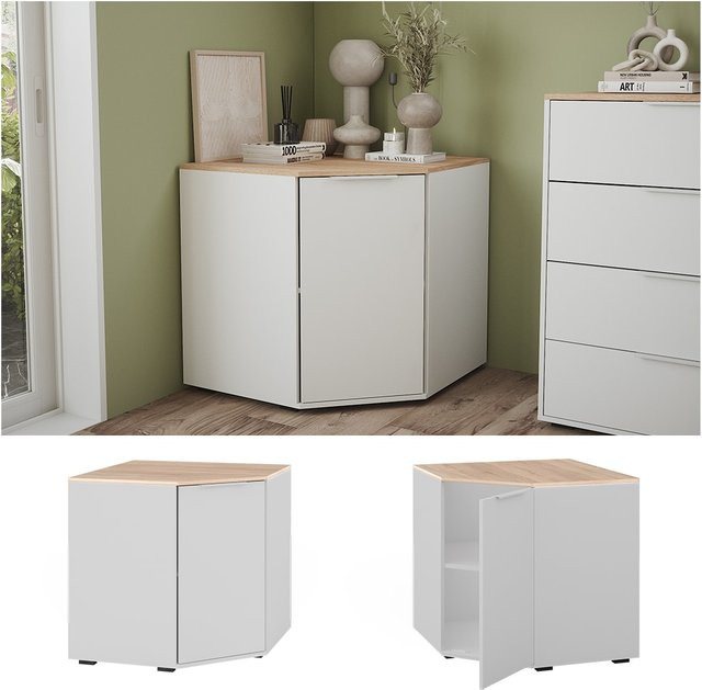 Vicco Eckkommode Betti in Weiß Sonoma für dein Wohnzimmer mit 1 Tür, B/T: 78 x 78 cm - Bild 1