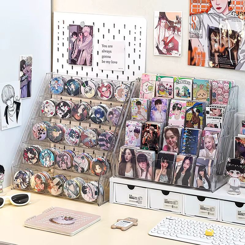Organizer aus Acryl im Treppenhaus-Stil für Sammlerstücke und Abzeichen, geometrischer Desktop-Präsentationsständer für Anime-Peripheriegeräte - Bild 2