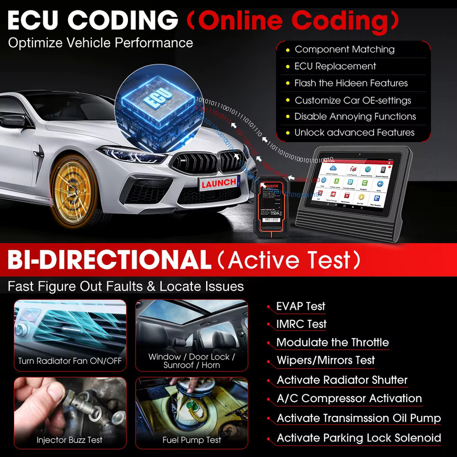 Launch Start X431 PRO V5.0 Kfz-Diagnosetool mit ECU-Codierung und aktivem Test, OBD2-Scanner für FCA CANFD DOIP, Schwarz - Bild 2