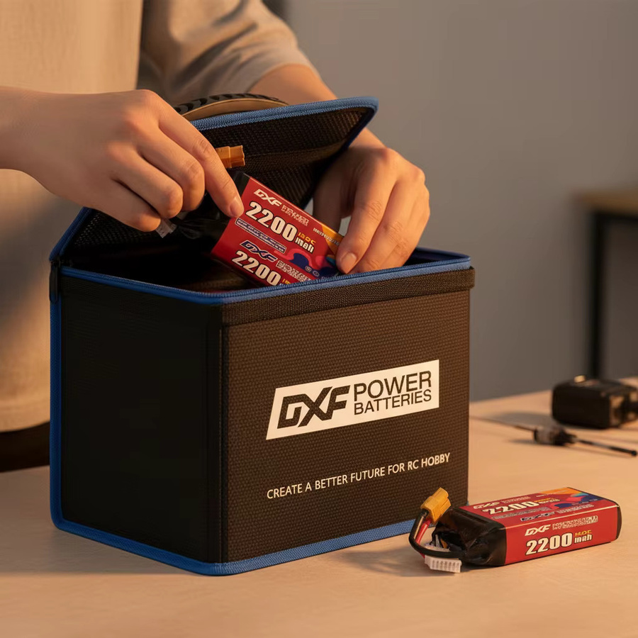 DXF Feuerfeste Lipo-Tasche in Schwarz, explosionsgeschützt und wasserdicht, B/T/H: 215 x 145 x 165 mm, Sicherheitstasche für RC FPV Racing Drone Autobatterien - Bild 4