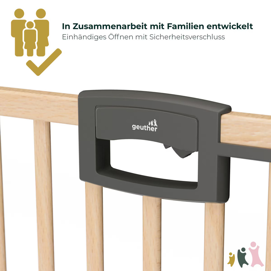 Geuther Treppenschutzgitter Easylock zum Klemmen aus Holz in Braun, Breite: 84,5-92,5 cm - Bild 2