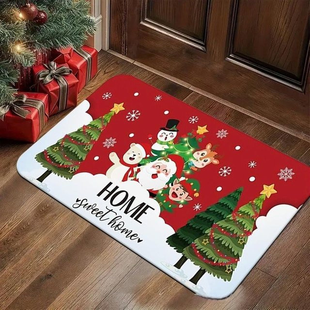 Weihnachtliche Fußmatte Lodestar in Multicolor, verschleißfest und maschinenwaschbar, B/B/H: 60 x 40 cm - Bild 1