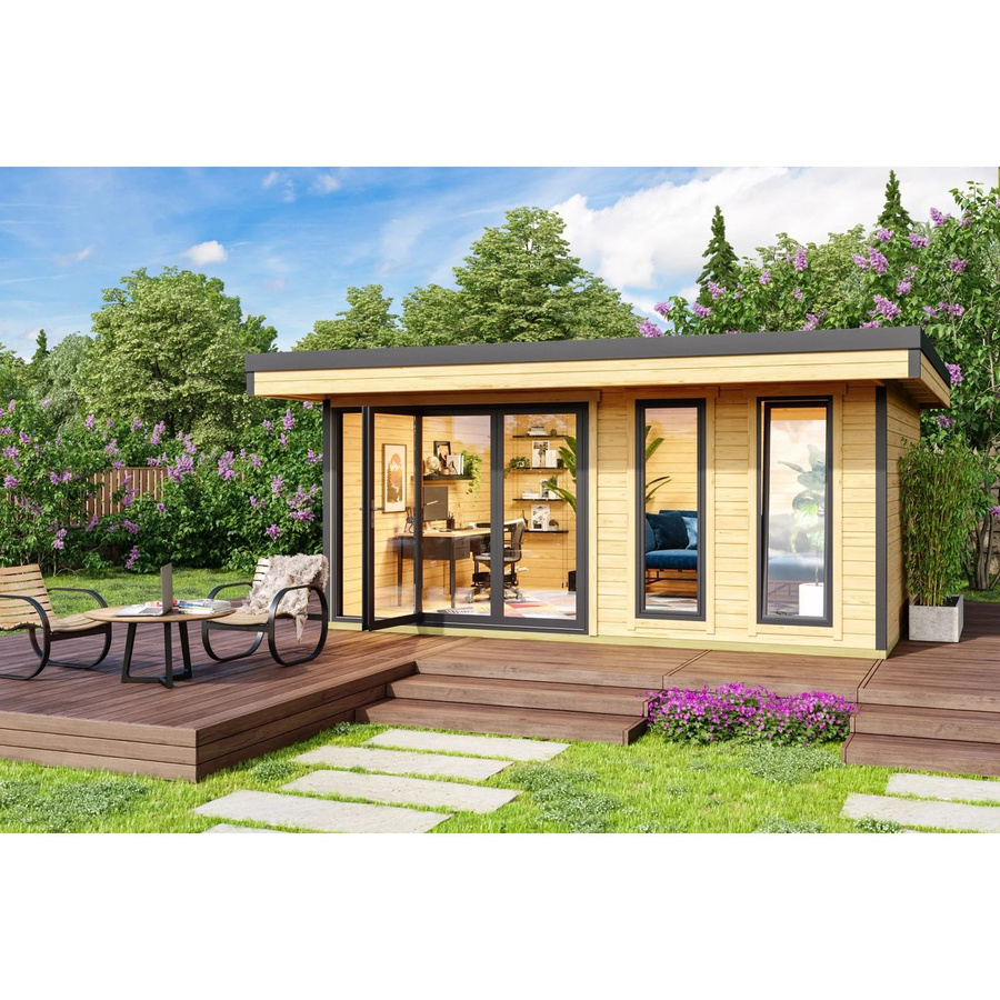 Lasita Gartenhaus Domeo 8 aus Holz in Natur/Unbehandelt mit Doppelverglasung, B/T: 500 x 400 cm - Bild 2