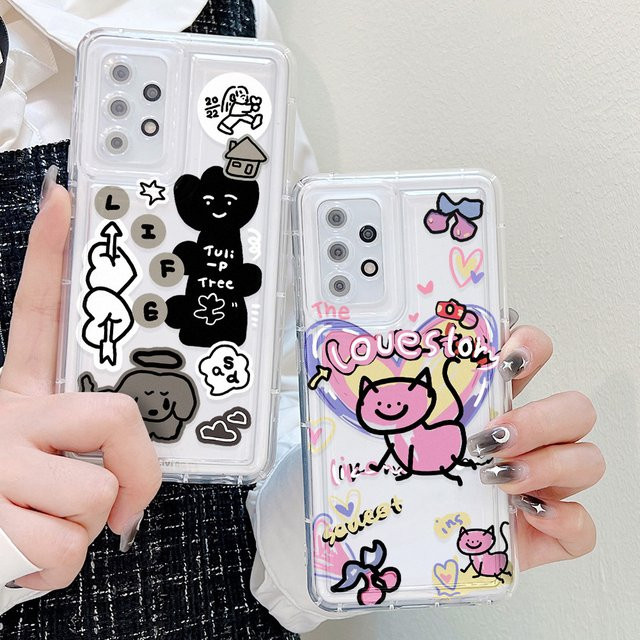 Samsung Handy Hülle mit Rosa Katze Design aus weichem TPU für verschiedene Modelle wie A54 5G, A53, A52 und S23 Ultra - Bild 1