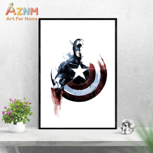 Avengers Poster Marvel Superhelden Wandkunst Captain America Vintage Comic-Illustration von KAYOU in Mehrfarbig - Bild 1