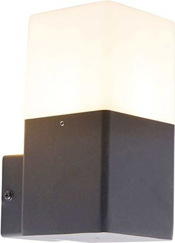 QAZQA Moderne Außenwandleuchte Schwarz/Weiß aus Aluminium und Kunststoff mit Opalweißem Schirm IP44 für E27 Leuchtmittel - Bild 1