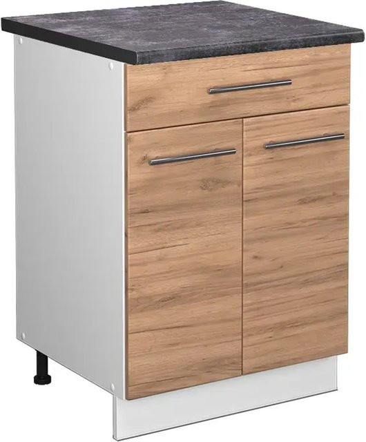 Vicco Küchenunterschrank Fame-Line Goldkraft Eiche Weiß Anthrazit mit Schubladen und Soft-Close-Türen B: 60 cm, H: 82 cm, T: 33,53 cm - Bild 1