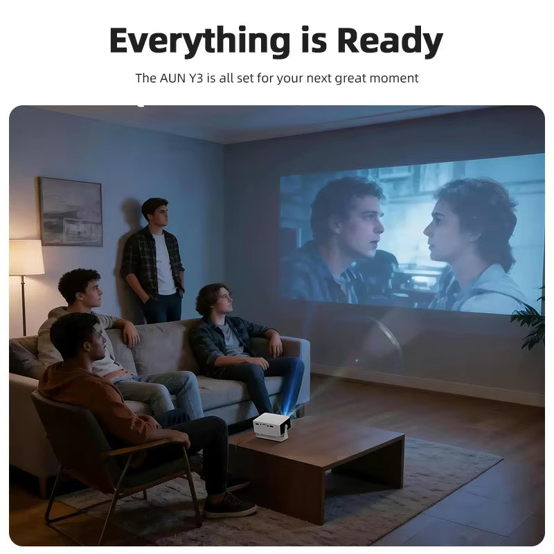 AUN Y3 Mini-Projektor Tragbares Heimkino mit 4K Full HD Unterstützung und HDMI-Anschluss in Weiß - Bild 4