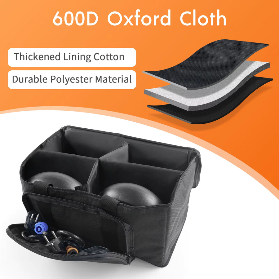 Datewink Par Licht Tasche für 4 Scheinwerfer, Wasserdichte Aufbewahrungstasche aus 600D PVC und 210D Futter, Schwarz, B/T/H: 18 x 18 x 10 cm - Bild 5
