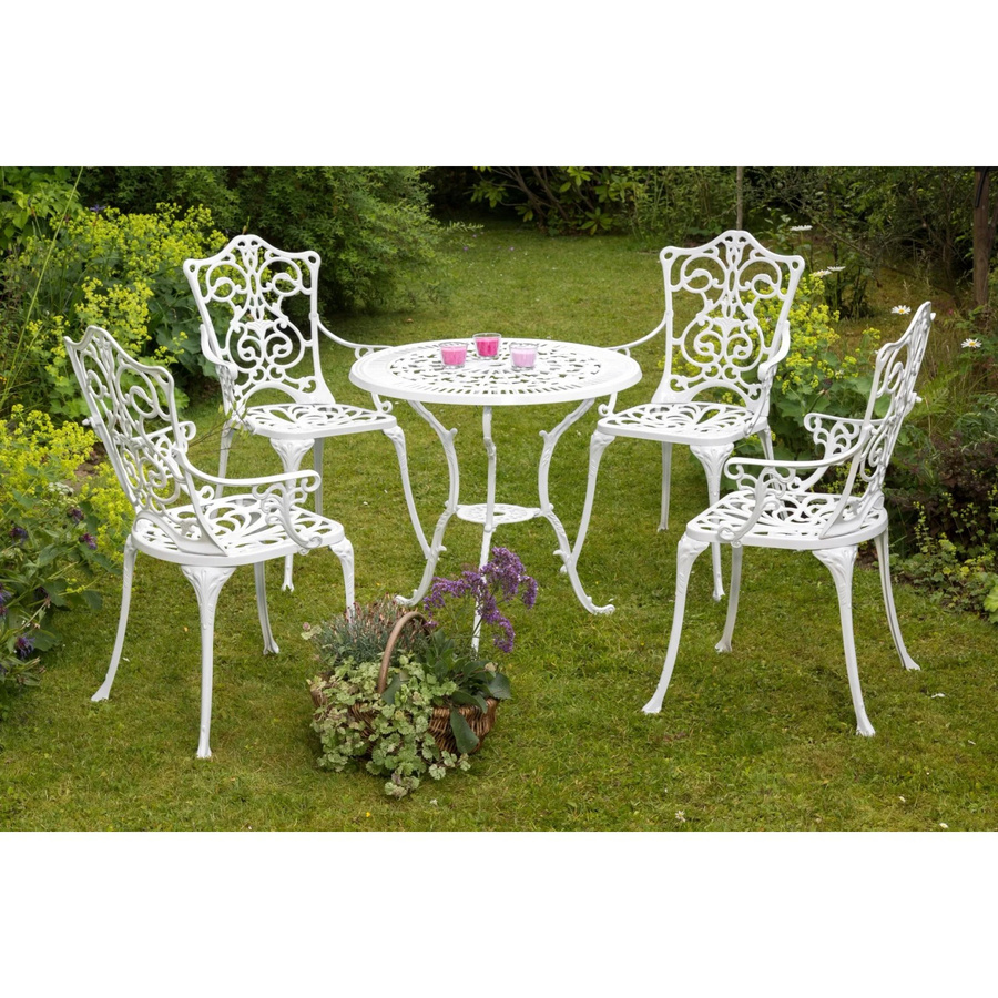 Merxx Gartenmöbel-Set Lugano 5-teilig aus Aluminiumguss in Weiß - Bild 2