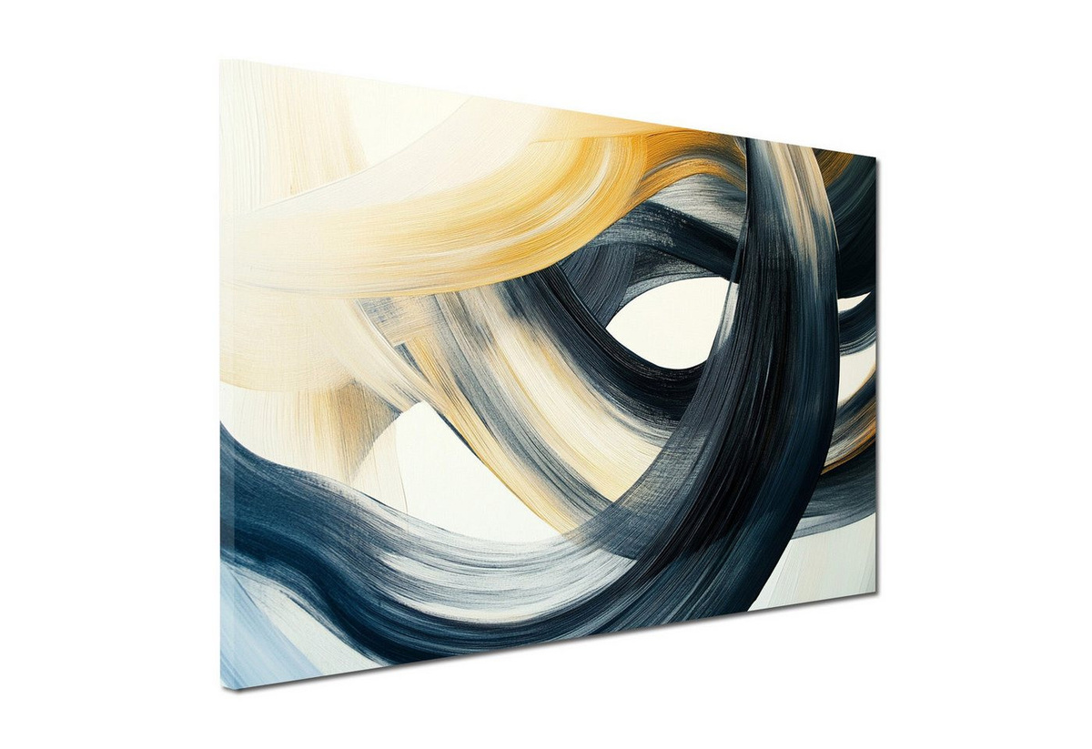 Artedinoi Leinwandbild Abstrakt Pinselschwünge in Beige als XL Wandbild Kunstdruck - Bild 1