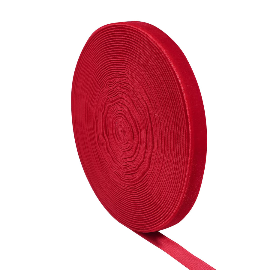 Rotes Samtband mit einseitiger Beflockung für DIY-Dekorationen und Weihnachtsgeschenke, Breite: 0,6 bis 3,2 cm - Bild 4