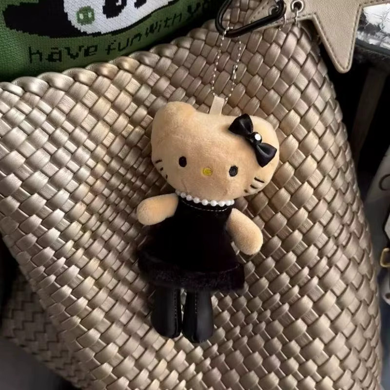 Sanrio HelloKitty Plüsch-Schlüsselanhänger, Schwarz, Leopardenmuster - Bild 4