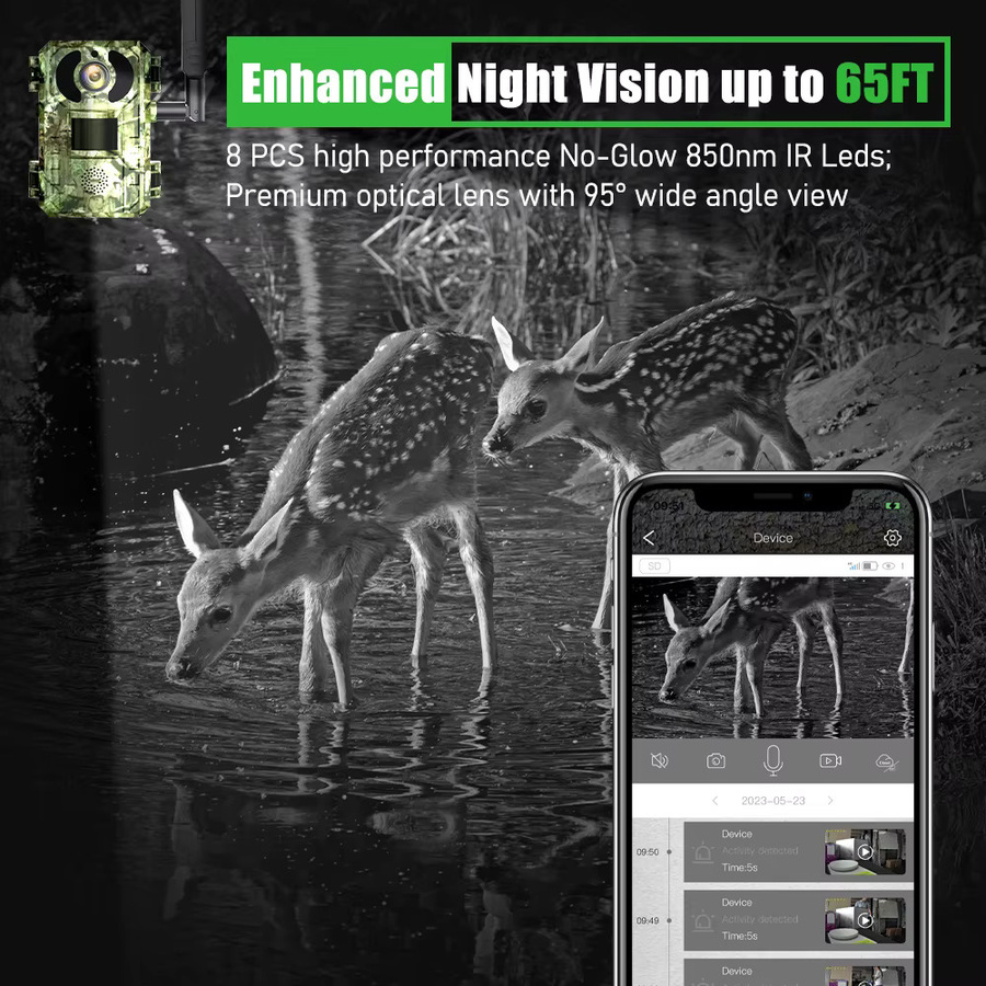 REHENTINT 4G LTE Solar Wildlife Kamera mit 4MP Auflösung, Wasserdicht und Nachtsicht, PIR Bewegungssensor und Ucon App Steuerung - Bild 3