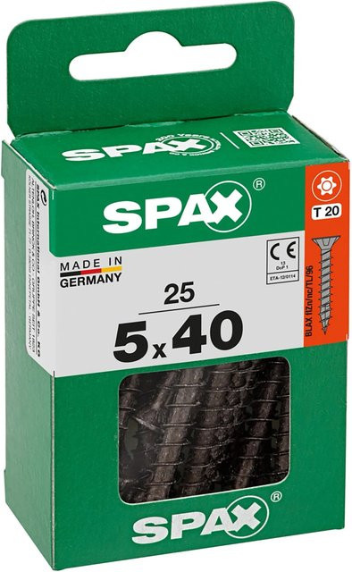 Spax Universalschraube VGW TSP Schwarz verzinkt, Durchmesser: 5 mm, Länge: 40 mm, 25 Stück - Bild 1