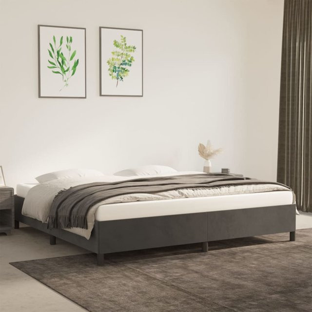 vidaXL Bettgestell gepolstert aus Samt in Dunkelgrau B/T/H: 200 x 200 x 35 cm - Bild 3