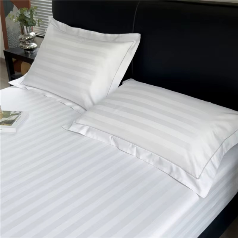 2-teiliges Set gestreifte Kissenbezüge aus Baumwoll-Mako-Satin in Grau und Weiß - Bild 3