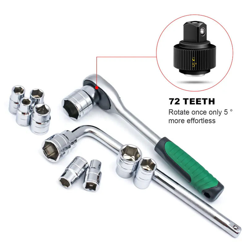 NIUXIANG 13-teiliges Tiefsteckschlüssel-Set mit 1/2 Zoll Ratschenschlüssel und grüner Aufbewahrungsbox - Bild 5