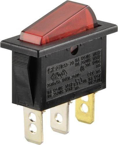 TRU Components Wippschalter TC-R13-70B-01 RT Rot 250 V/AC 10A 1 x Aus/Ein rastend - Bild 1
