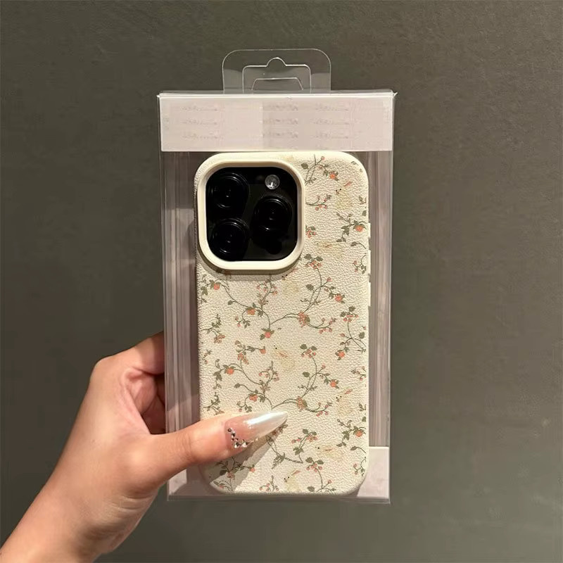 Anti-Sturz-Handyhülle mit Hasen- und Fruchtmuster sowie Litschi-Textur für iPhone 17, 16 und 15 Serien in Beige und Multicolour - Bild 4