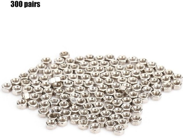 Neoglint Reparaturset Brillen Schraube Sechskantmuttern, 300 Paar, grau, silber - Bild 1