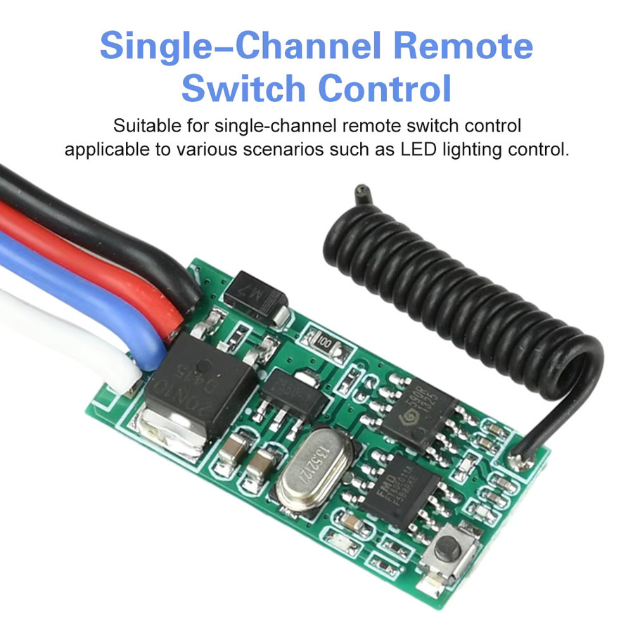 diymore Micro Fernbedienung Schalter 433 MHz mit LED Empfänger für 3,6 V-24 V 2A Einkanal Zugangskontrolle - Bild 3