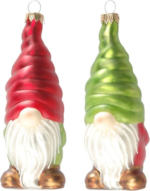 Krebs Glas Lauscha Weihnachtsornament Gnomset in Grün, Rot und Multicolour, Höhe: 12 cm - Bild 1