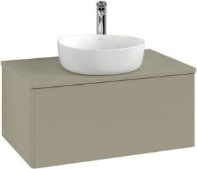 V&B Waschtischunterschrank Antao ohne Frontstruktur mit Beleuchtung in Blau Lacquered, B/T/H: 80 x 36 x 50 cm - Bild 1