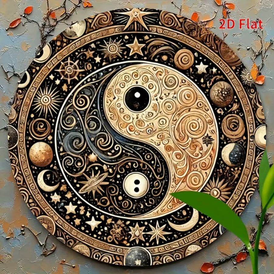 HELLOYOUNG Yin Yang Feng Shui Metallschild als Hängedekoration für Innen- und Außenbereich - Bild 5