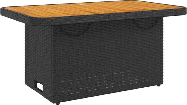 vidaXL Gartentisch aus Poly-Rattan und Akazienholz in Schwarz und Braun, B/T/H: 90 x 55 x 71 cm - Bild 1