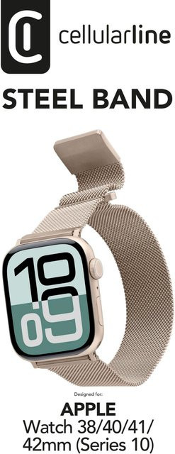 CellularLine Uhrenarmband Milanaise, Edelstahl, Beige, Unisex, 38/40/41/42mm - Bild 1