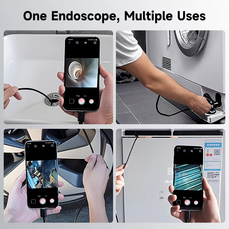 VISHRT TYPE-C Endoskop mit Dual Kamera, wasserdichte 8mm USB Sonde mit LEDs für iOS und Android, Schwarz - Bild 2