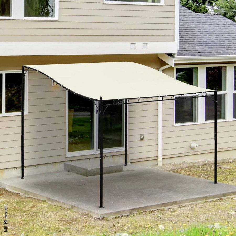 Outsunny Terrassenüberdachung aus Metall in Beige mit gebogenem Design, B/H/L: 297 x 245 x 297 cm - Bild 2