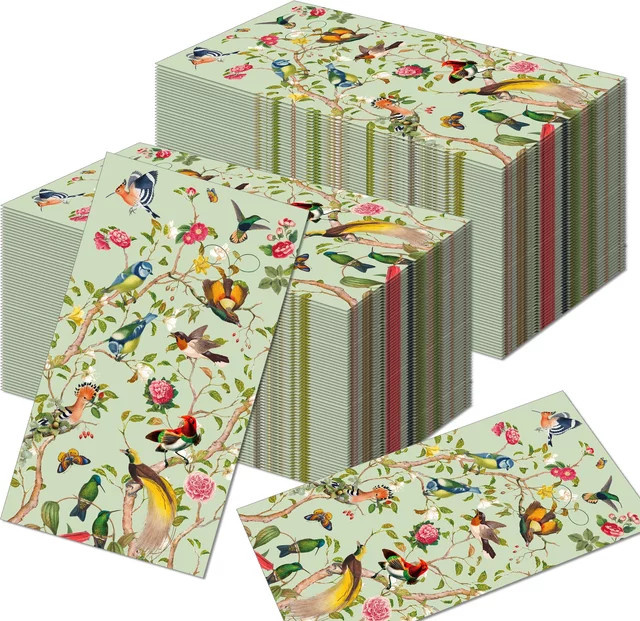 20 Stück Vintage-Servietten aus Papier mit Blumen- und Vogelmotiven in Multicolour für Decoupage und Bastelarbeiten - Bild 1