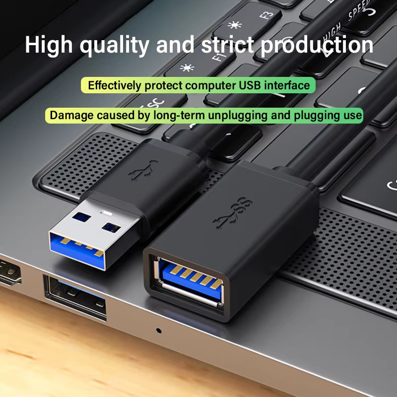 FENGKUABAO USB 3.0 Verlängerungskabel Stecker auf Buchse Datenkabel Schwarz - Bild 3