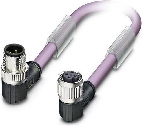 Phoenix Contact 1403635 Sensor-Aktor-Datensteckverbinder M12 Stecker gewinkelt auf Buchse gewinkelt, lila, 2,00 m - Bild 1