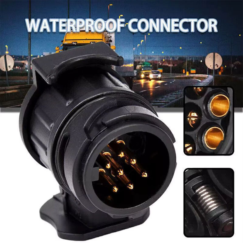Wasserdichter Anhänger-Steckeradapter für 13- bis 7-polige Anschlüsse, 12V Anhängerkupplung, Farbe: Schwarz - Bild 3