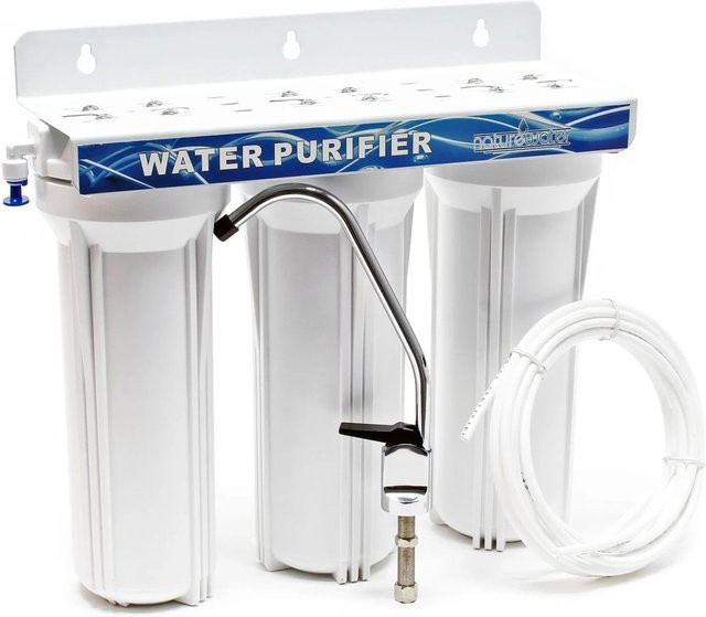 Naturewater NW-PR303 3-Stufen Filtersystem mit 5 µm Sedimentfilter, Aktivkohle und 25 m Schlauch in Weiß - Bild 1