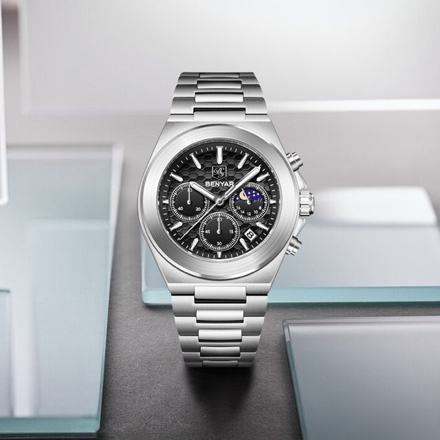 BENYAR Chronograph, Quarz, Edelstahl, Grün, Herren - Bild 1