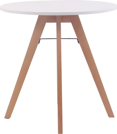TPFLiving Küchentisch Venice Natura in Weiß und Buche, runder Esstisch im skandinavischen Design, Durchmesser: 75 cm, Höhe: 75 cm