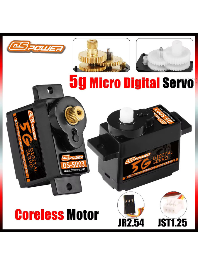DSPOWER Digitaler Metall-/Kunststoffgetriebe-Servo-Kernlosmotor für 1/28 RC-Car-Flugzeug Starrflügel WLtoys K969 K989 K999 Mini-ROBOTER - Bild 5