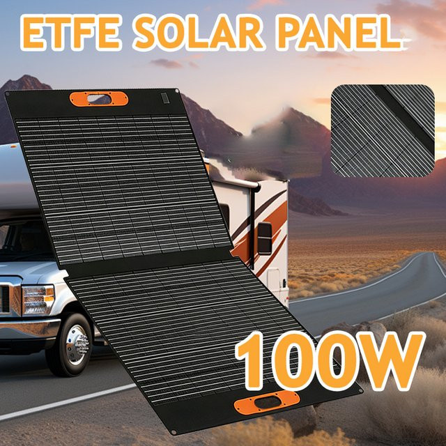 CHUBAN Tragbares 100W Solarpanel in Schwarz, Wasserdichtes Faltbares Solarladegerät für Outdoor-Camping und Wohnmobile - Bild 1