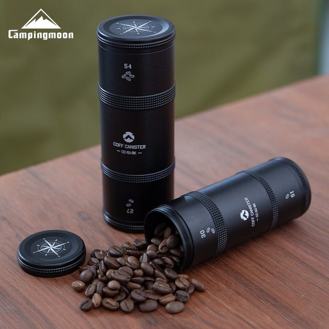 Campingmoon CC-50/51 Reise Camping Kaffeekanister und Tee Aufbewahrungsbehälter aus Metall in Schwarz - Bild 1