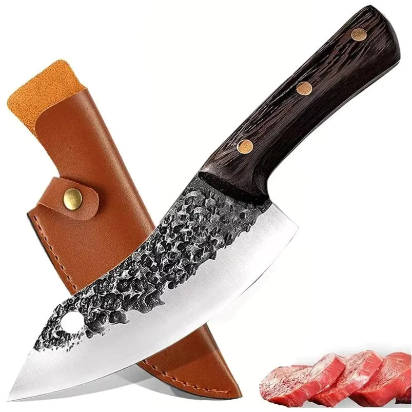 InLeung Handgeschmiedetes Chefmesser mit Holzgriff und Schutzhülle in Silber - Bild 6